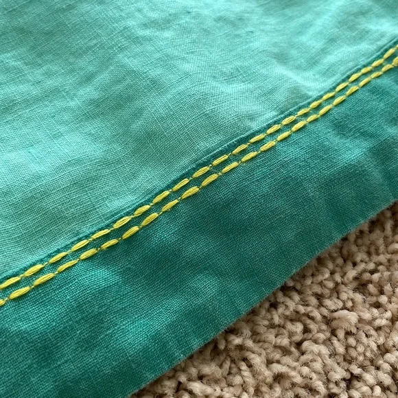 Boden Green Sleeveless Blouse with Yellow Trim - Picture 2 of 6